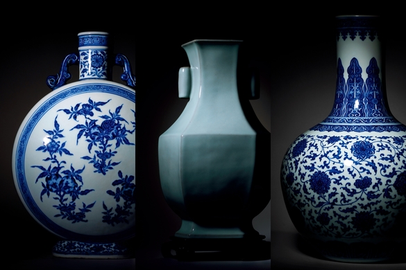 中国美術 古玩 萬華錦地 仕女紋樣 花瓶 大清乾隆年製