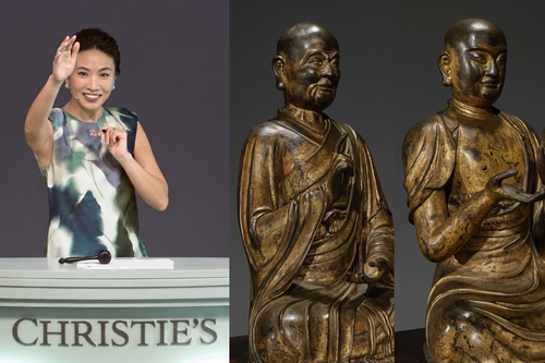 梵相莊嚴散發皇家寺廟氣息明初鎏金銅羅漢像一對HK$1,880萬佳士得成交