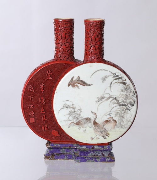 【倉庫整理品】中国美術/粉彩/斗彩人物花卉文双龍耳瓶【大清乾龍年製】在銘 磁器 中國 清代 乾隆年制 粉彩 羅漢紋盤龍筆洗 書道具 文房具 筆