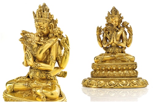 秀逸作極優品 金銅蓮上観音菩薩坐像 古美術 高28cm S20U22A