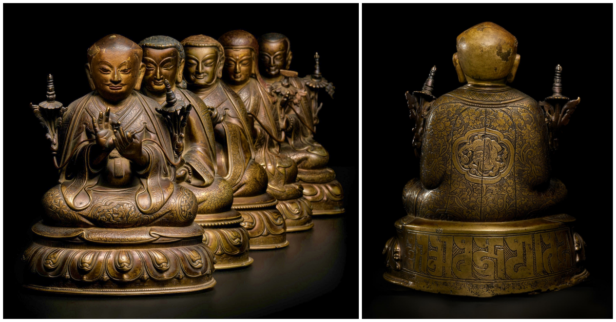 15th/16th century sculptural set of Sakya's Five Forefathers tops Asia
