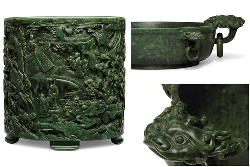 田中仙翁好 山崎如悦（作）槐蓮辨香合 共布 共箱 乾隆御制碧玉伦敦苏富比专拍领衔| 拍卖新闻| THE VALUE | 艺术新闻